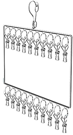 Yinhing Stainless Steel Sock Drying Rack 3 Layer Design with 30 Clips Ideal for Towels Cloth Diapers Bras Clothes Underwear Hats and Gloves Versatile Laundry Organization Solution (#1)