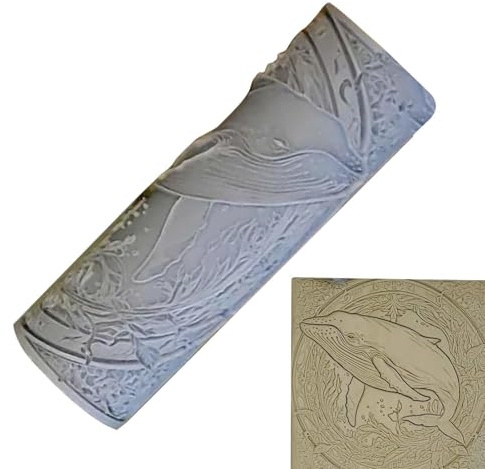 Texture Clay Roller – mönstermodelleringsverktyg 10 x 3 x 3 cm, silikonpysselcylinder | Präglad , detaljerat mönsterskapssystem, mild rullmekanism, lätt att rengöra