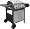 Festnight BBQ Gasgrill Barbecue-Grill Grillwagen Gas-Grill 4 Große Brenner und 1 Seitenbrenner Schwarz und Silberfarben