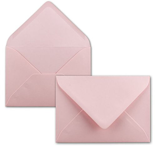 50x kleine Umschläge in Rosa DIN C7 8,1 x 11,4 cm mit Spitzklappe und Nassklebung in 110 g/m² - kleiner blanko Mini-Umschlag