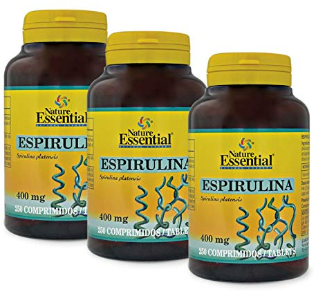 Nature Essential | Espirulina 400 mg | 250 Comprimidos | Pack 3 Unidades | Fuente de Vitaminas y Minerales | Propiedades Antiinflamatorias y Antioxidantes | Vitaminas C-D-K y del Grupo B