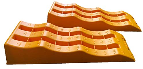 KATSU Rampe di Livellamento per Roulotte 2 Pezzi 4 TON Cunei Livellamento Camper da Campeggio in Plastica per Impieghi Gravosi a 3 livelli per Garage Officina Auto Camion 161924