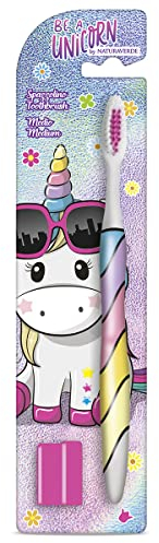 Naturaverde | Kids - Be a Unicorn - Zahnbürste mit mittelgroßen Borsten für Kinder, lustige Zahnbürste für Kinder, Unicorn Zahnbürste