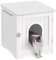 Yaheetech Litter Box Enclosure, Indoor Wooden Cat House for Bathroom, Bedroom & Living Room, White Washroom Litter Cabinet with Holes, Door Latch & Side Bar