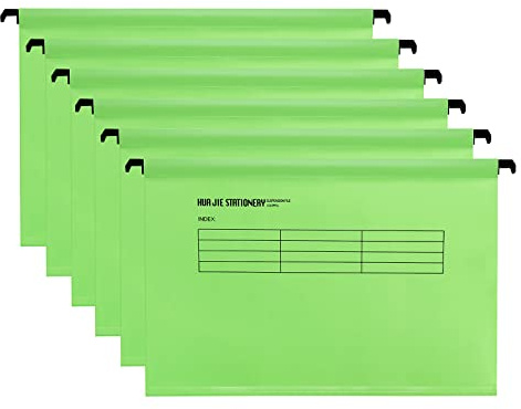 Hotyin Foolscap Suspension Files, 12pcs Filing Cabinet Suspension Files with Tabs and Card Inserts, Polypropylene Hanging Filing Folder for File Organization, Green