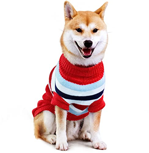 Maglione natalizio per cani di taglia grande, caldo, invernale, per animali domestici di taglia media e grande (lunghezza posteriore XL: 71,1 cm, rosso)