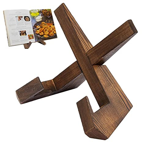 Rianpesn Wooden Cookbook Holder, Recipe Book Stand, Adjustable Angle, Multipurpose Book Stand for Desk, Bed, Kitchen