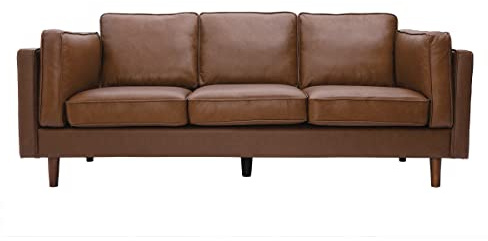 Miliboo Sofá Cuero Vintage 3 plazas marrón Bradley - Cuero de búfalo
