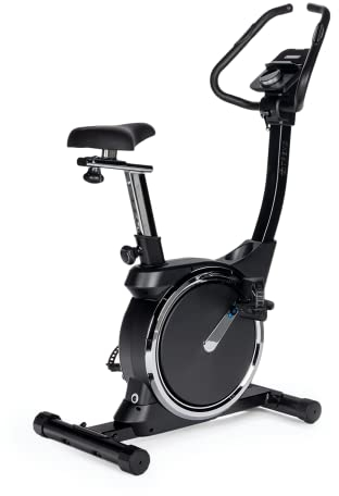 TREXO Hex Stationärer Heimtrainer mit Funktionscomputer und elektromagnetischem Widerstandssystem im Bereich 1-16 Schwungrad 3 kg Schwarz EB300