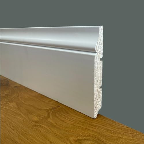Battiscopa PREMIUM in legno MASSELLO mod.BAROCCO 120x16 mm laccato bianco liscio (prezzo al metro)