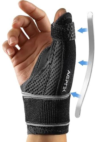AGPTEK Muñequera Pulgar Derecho e Izquierdo con Soporte Desmontable, Férula Pulgar para Rizartrosis, Alivia el Dolor de Tenosinovitis Radial y del Dedo en Resorte, M(15-17cm)