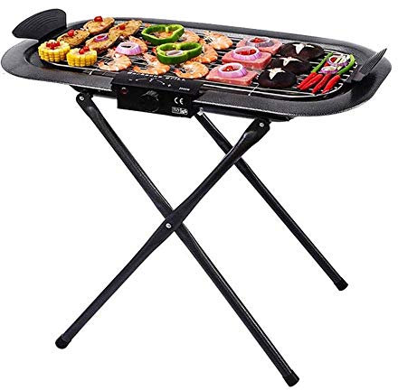 RajoNN Grill 2000W Elgrill Dubbel Strömförsörjning Rökfri Ugn Elgrill med hopfällbart fäste, stor vertikal balkong utomhus kolgrillmaskin, löstagbar konsol Temperatur A