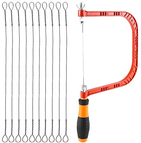 Smallterm Scie à chantourner de 15,2 cm, cadre de scie à chantourner et 20 lames de rechange supplémentaires pour bois, plastique, caoutchouc,