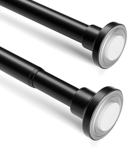 SZXIMU Gardinenstange Ohne Bohren Vorhangstange Ausziehbar Duschvorhangstange Duschstange 89-198cm Teleskopstange Klemmstange Dusche schwarz für Badezimmer Fenster Balkon Küche Kleiderschrank