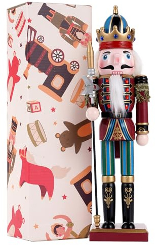 Tpudn Soldats Casse-Noisette en Bois, 30CM Chiffres de Casse-Noisette Traditionnels de Noël Soldat Peint en Bois pour Décoration, Cadeaux de fête la décoration de Figurine Noel(Pikeman)