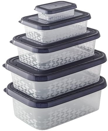 BranQ Home essential Lot de 5 boîtes de conservation ORI en plastique sans BPA Noir Différentes tailles