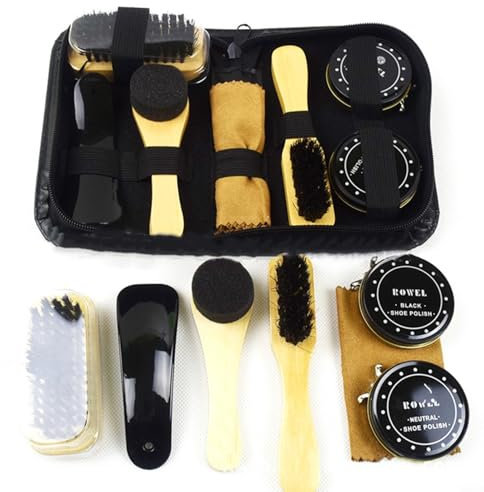 Aprilsunnyzone Lot de 8 brosses de nettoyage portables pour chaussures habillées, bottes, baskets, outils de polissage pour chaussures en cuir, nettoyage efficace, facile à utiliser