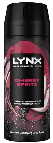 Lynx Fine Fragrance Collection Cherry Spritz Premium Body Spray Men's Deodorant infused with a cherry, red apple & amber scent for 72 hours of freshness 150 ml