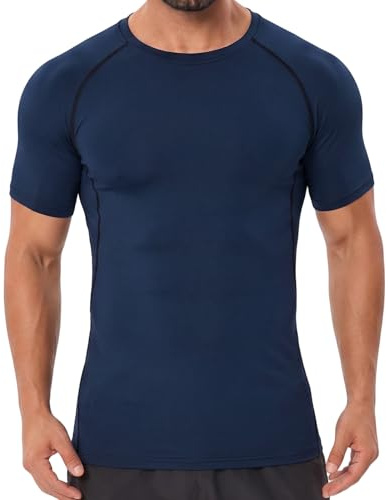 Donason Herr Kompression Shirt Kortärmad Sport Kompressionströja Funktionell Löparttopp för män Baslager T-shirt Snabbtorkande Slimming Body Shaper Shirts för Träning Workout