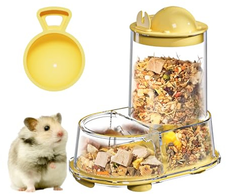 Distributeur automatique de nourriture pour hamster nain syrien, gerbilles, souris, cochon d'Inde, hérisson (jaune)