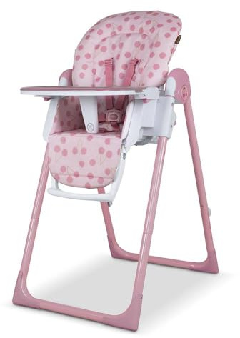 Cosatto Pip Adjustable Baby Highchair | Toddlers - Birth to 15kg | Compact, Foldable, Lightweight, 7 Height Positions, Padded Seat, 5 Point Harness, Holder, Dishwasher Safe, Easy Clean (Cherry Pie)