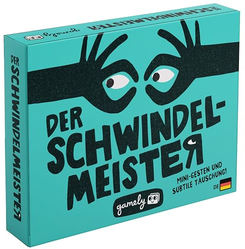 Gamely Der Schwindelmeister: Das witzige Partyspiel mit Mini-Gesten & Bluff – im Taschenformat. Perfekt für Erwachsene, Teenies & Familien!