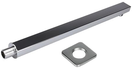 ZythrXLate Bras De Douche Mural De 40 Cm, Extension De Pommeau De Douche Carrée, Pommeau De Douche Effet Pluie pour Salle de Bains, Toilettes(Sliver)