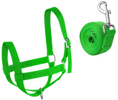 Amagogo Cabestro de Nailon para Vacas, Cabestro para Ganado, Profesional para Potros, ovejas, Moderno con Cuerda guía, Cuerda para burros y Cabras, arnés para