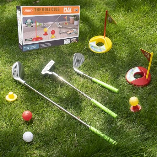 Tontiaty Set di mazze da golf per bambini dai 3 agli 8 anni, regolabili, per interni ed esterni, in plastica, regalo per ragazzi e ragazze