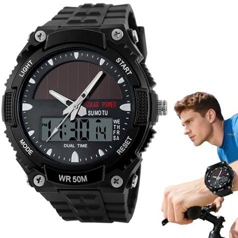 Reloj solar para hombre, reloj digital multifunción de 9,45 pulgadas, con pantalla de fecha y diseño deportivo, para niños, para el trabajo, el deporte y el uso diario
