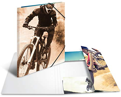 HERMA 19234 Carpeta de dibujo Impressions con motivo Mountainbike, A3, cartón resistente, con impresión interior, carpeta de 1 palmo