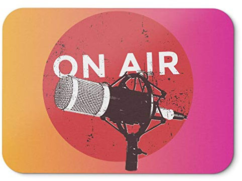 BLAK TEE Vintage Retro Style Radio Mouse Pad 18 x 22 cm in 3 Colours Pink Yellow