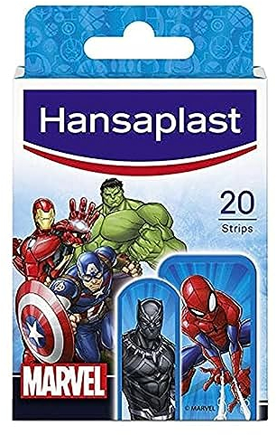 Hansaplast Kids Marvel Kinderpflaster (20 Strips), Wundpflaster mit MARVEL-Motiven zum Aufmuntern, schmerzlos zu entfernendes Pflaster