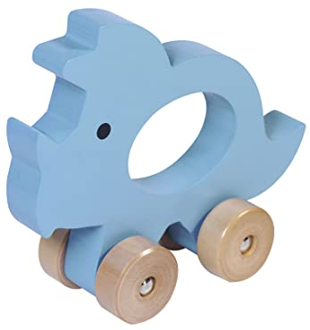 Kindsgut Schiebetier Dino aus Holz, Lernspielzeug für Kleinkinder zum Schieben, hochwertige Qualität in dezenten Farben für Spiel-Spaß, schönes Geschenk, Triceratops