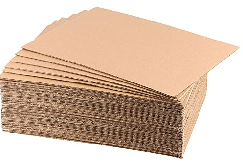JAPCHET 80 Pack 8.5 x 11 Inch Brown Corrugated Cardboard Sheets, 1/8 Inch Thick Flat Corrugated Cardboard Filler Insert Sheet Pads Squares Bulk, for Packing, Mailing, DIY Art Supplies