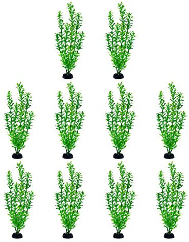 CHAMEEN 10pcs Artificial Aquarium Plants Small Green Plastic Plant Simulation Aquarium Landscape Fish Tank Decoration