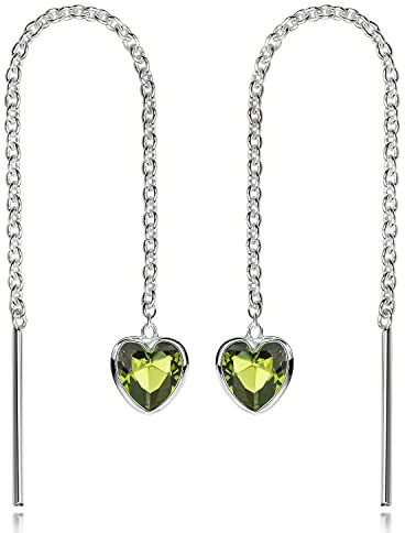 Materia Herz Durchzieher Ohrringe Damen Silber 925 Zirkonia grün SO-480-Grün