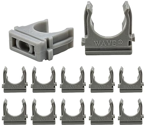 Plastic Pipe Clip 25 mm - Water Pipe Clamps for PVC Fittings, 12 Pcs - PVC Clips for Water Pipes & Tubing Hoses Support, Without Screws, Compatible with 3/4 PVC Pipe