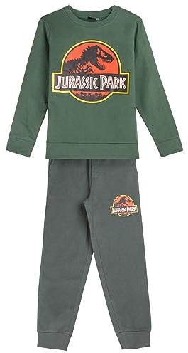 CERDÁ LIFE'S LITTLE MOMENTS Tuta Jurassic Park-Set Completo di 2 Pezzi-Taglia 5 Anni -Cotone e Poliestere-Colori Verde e Grigio