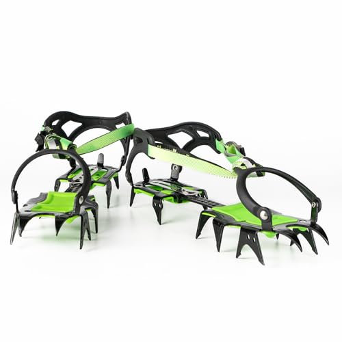 BRS-S1 Paar 14 Zähne Outdoor Steigeisen Ski Eis Gletscher Stollen Traktion Anti-Rutsch Traktionsgerät für Walking Wandern Bergsteigen Trekking und Rasenbelüfter Schuhe