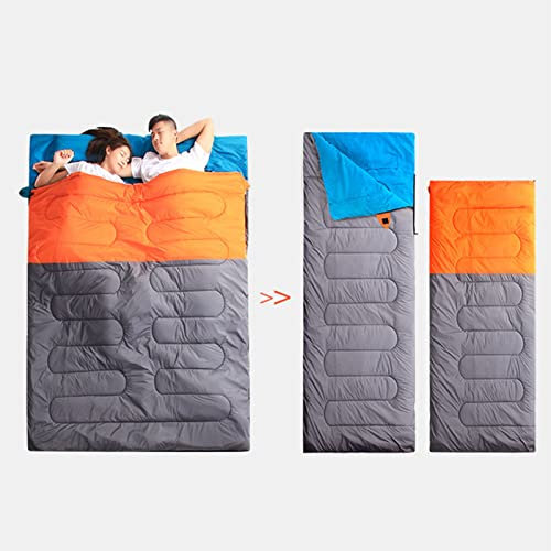 Syrisora ​​Doppelschlafsack, Paarschlafsack, Verbreiterter, Verdickter Thermo-Schlafsack Erwachsene aus Baumwolle Outdoor-Camping, Indoor-Mittagspause (2,2 kg Orangegrau)