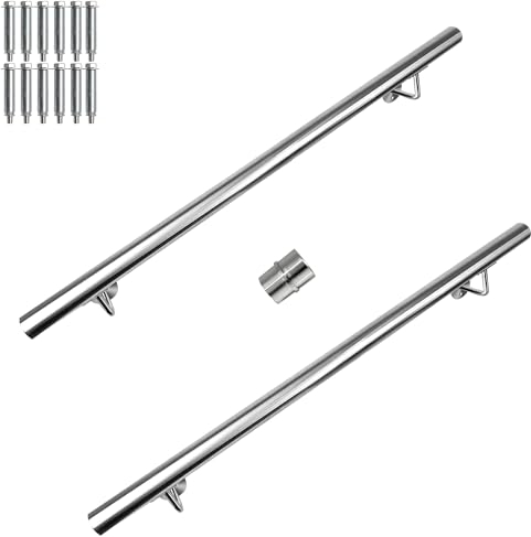 Pasamanos de acero inoxidable, pasamanos para escaleras, pasamanos de pared, escaleras con soporte de pared y tapas finales, barandilla para escaleras interiores y exteriores para escaleras, balcones