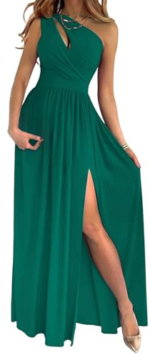 iSpchen,Robe Élégante pour Femme Style Sundress sans Manches Taille Haute Asymétrique Longue,Vert M