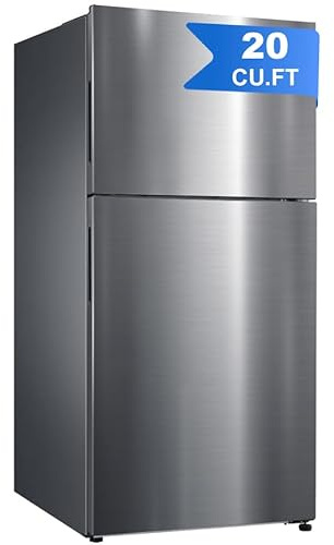 SMETA Full Size Refrigerator, Top Freezer, Frost Free, 20.0 Cu. Ft. Stainless Steel, 30'' Freestanding Garage Fridge, 66 inch for Kitchen, Office, Home