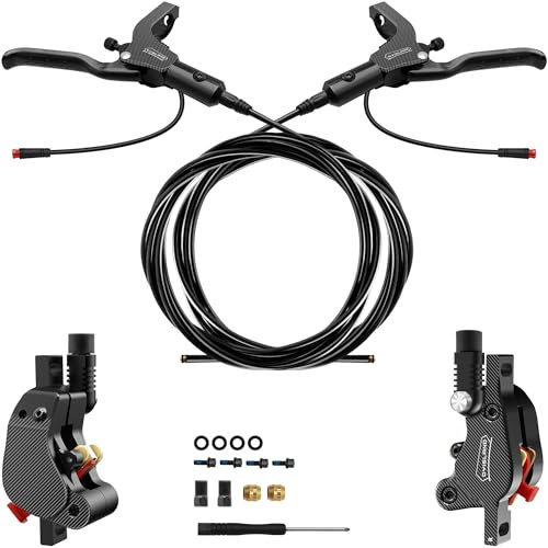 DYISLAND LD-210S Hydraulic Disc Brakes Set，2-PIN/Power-Off Hydraulic Brake kit for Electric Scooter/E-Scooter (R-R/Brakes (Black))