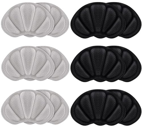 6 Paia Cuscinetti per Scarpe Proteggi Tallone Uomo Donne - Inserti per Scarpe Troppo Grandi (Nero, Grigio)