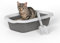 Square Cat Litter Tray with Cleaning Scoop, High Sided Square Corners with Detachable Rims, Anti-Spillage & Mess-Free Cat Toilet (Grey/White, 58x38.5x16)