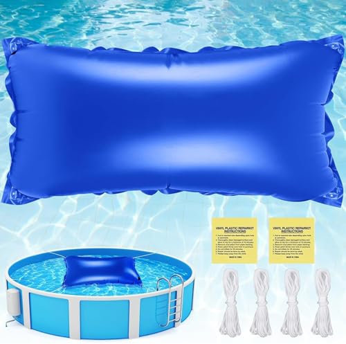 SHUANGBAODALAO Poolkissen Winter 120 x 240 cm (für 190-400 x 290-500 cm Pools) Luftkissen-Schwimmbadabdeckung, Pool Kissen für den Winter , Aufblasventil , Blau