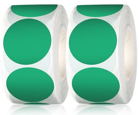 2 Rolls 1“ Runde Aufkleber Grüne Kreis-Punkt-Aufkleber grüne Aufkleber, grüne Punkt-Aufkleber, Etikettenaufkleber für Büro, Schüler, Klassenzimmer