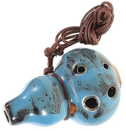 HAMPPLIES Okarina Musikinstrument Klassische Ocarina Handgefertigte Ocarina Langlebige Ocarina Sechs-Loch Ocarina Ocarina-Sammlung Toninstrument Klarinette Schilf Kürbis Wachsseil Blue